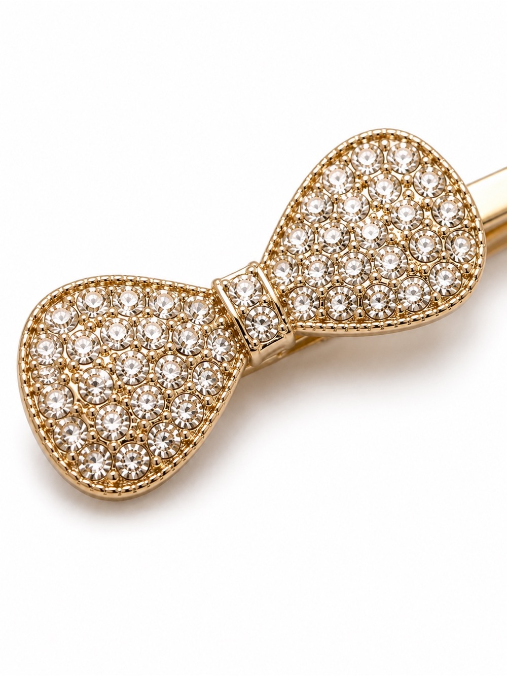 Rhinestone Bow Hair Clip Set Gold Crystal Bridal Flower Girl Hair Accessories - Picture 2 of 5